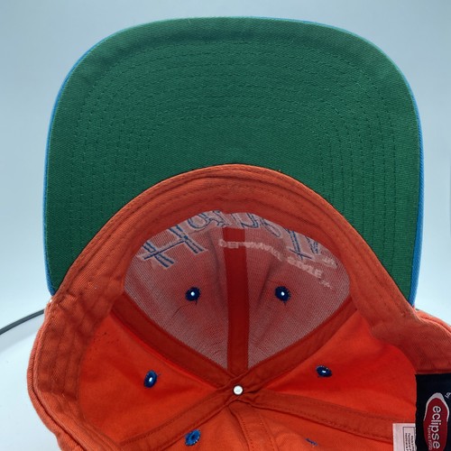 DELAWARE STATE HORNETS SNAPBACK SCRIPT RETRO CAP HAT 2 TONE ORANGE BLUE - Picture 7 of 8