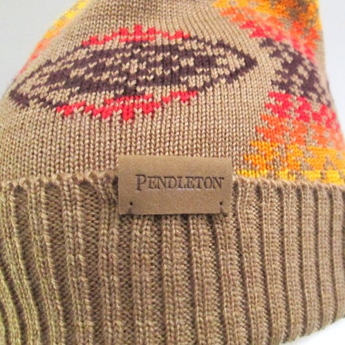 Pendleton Knit Cap Southwestern Aztec Pattern Brown Orange Merino Wool Hat - Picture 2 of 10