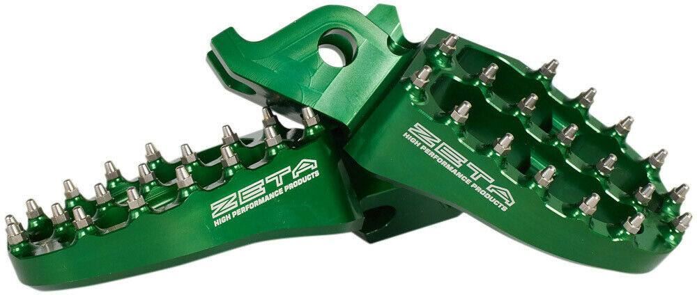 Zeta Foot Pegs Rests Green Kawasaki KX250F/450F Aluminum MX Motocross Off-Road