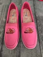 Grasshoppers by Keds Red Hat Society 1.5" Wedge Slip On Shoes Women's Sz 7W Pink