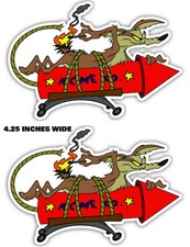 Wile E. Coyote Funny 2-pack Rat Rod Hot Rod Vintage Racing Rat Fink Decal