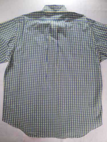 Ralph Lauren Blake Mens Large Yellow Blue Plaid Button Down Short Sleeve Shirt - Picture 7 of 8