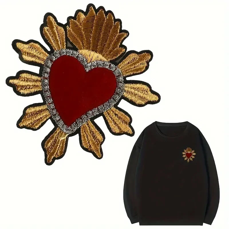 1pc Crowns & Heart Embroidered iron on patch applique 3 1/2 x 3 3/4 inch - Image 3 of 3