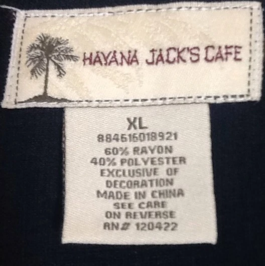 Camisa St766 Havana Jack's Café Negra Hawaiana Abotonada XL Foto 2 de 4