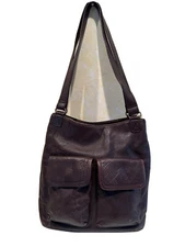 Mila Paoli Purse Leather Shoulder Bag Brown bucket Bag purse Buttery Soft *13