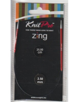 KnitPro Zing Alu Fixed Cirular Needle,  Rundstricknadel,  25 cm /  2,5 mm