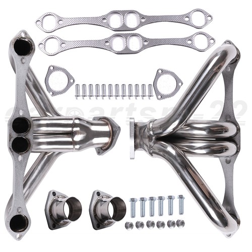 FOR CHEVY SMALL BLOCK HUGGER 262-400 305 STAINLESS HEAD EXHAUST MANIFOLD HEADER - Picture 3 of 11