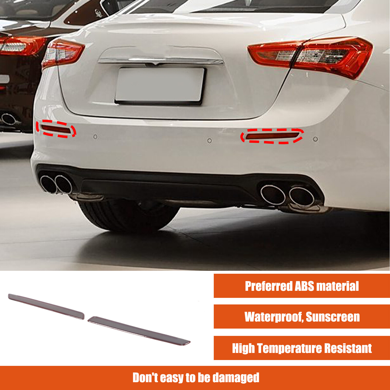 ABS Blackened Rear Fog Light Protection Trim Cover For Maserati Ghibli 2018+