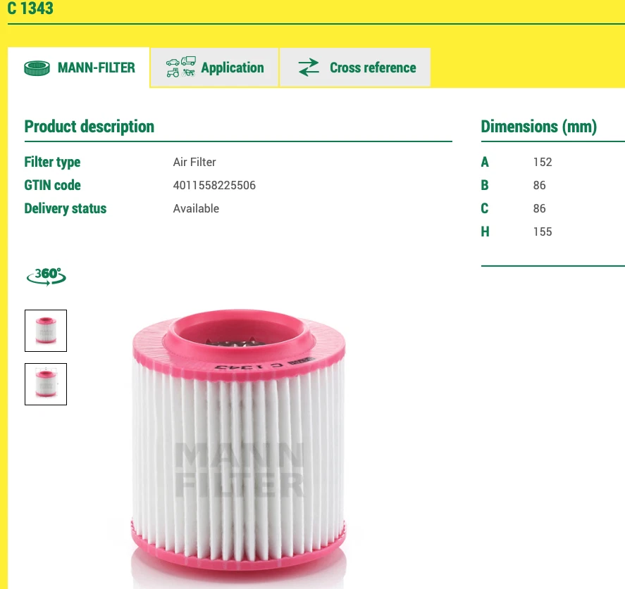 MANN-FILTER C 1343 Air Filter for Audi A8 - Tatty Box — 第 4/4 张图片