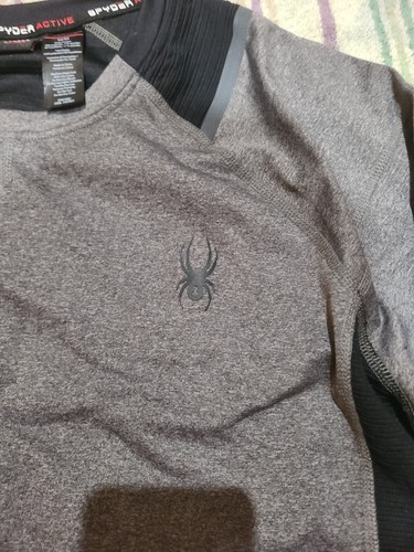 Spyder Active Shirt Men's Medium Gray/Black Long Sleeve Lined - Picture 4 of 7