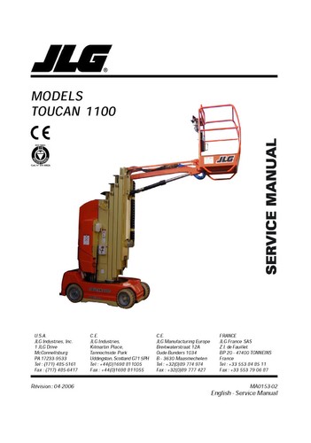 JLG Toucan Vertical Lifts OWNERS PARTS SERVICE Manuals Schematics - MANY MODELS - Picture 39 of 247