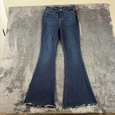 Judy Blue High Rise Flare Raw Hem Dark Blue Denim Jeans Women's 28 JB82343DK