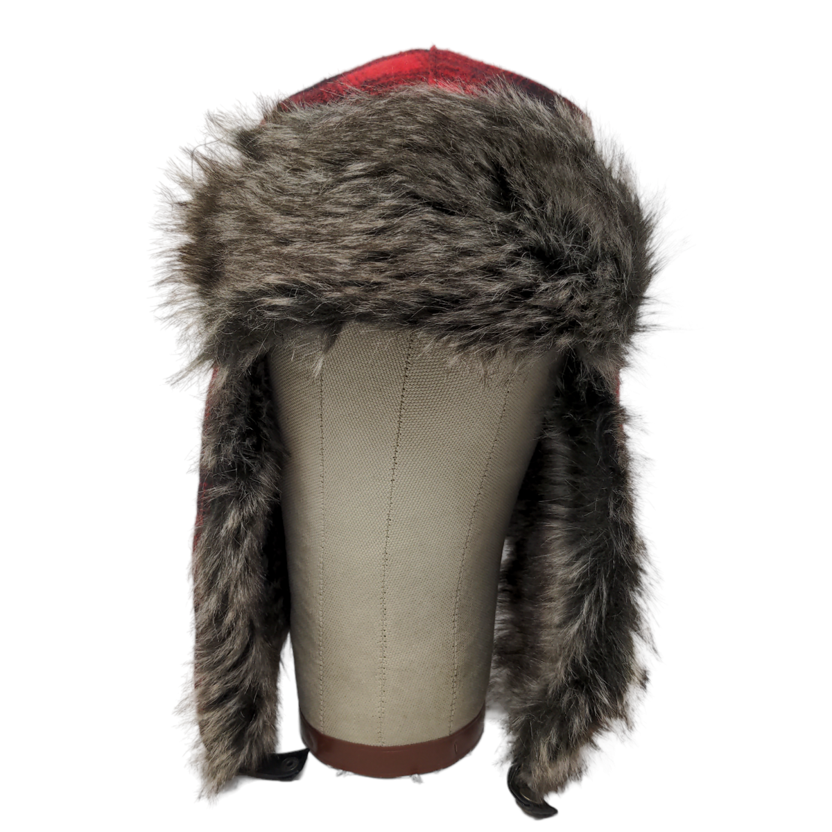 Goodfellow Co Men's Trapper Hat Red Plaid One Size Vegan Fur