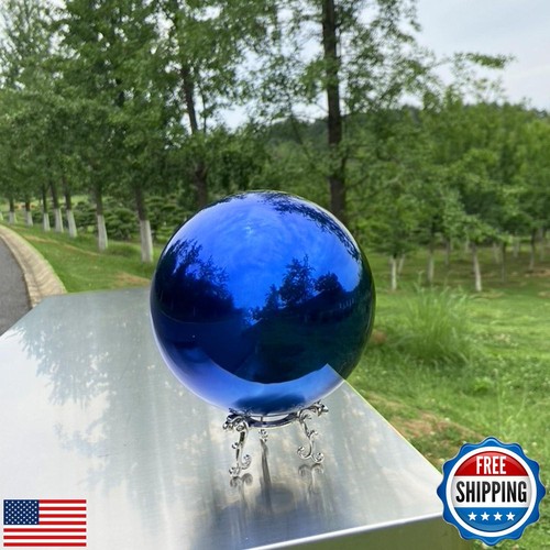 Missmore 8 Inch Gazing Globe Mirror Ball in Blue Stainless Steel, Polished Ho - Picture 5 of 5