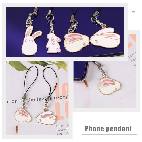 4 Pcs Chaîne De Téléphonie Mobile Charmes Téléphone Porte-clés Lapin - Zdjęcie 7 z 12