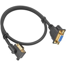90 Degree Left Angle VGA Extension Cable 1.5ft, 15-Pin Male to Female Cord
