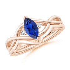 925 Sterling Silver Blue Sapphire Gemstone Three-stone Mothers Gift Ring