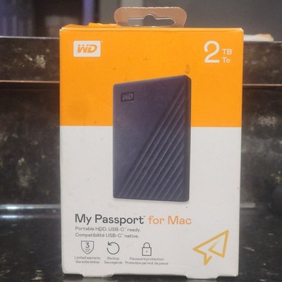 Western Digital My Passport for Mac 2TB Black Portable HDD USB-C Backup