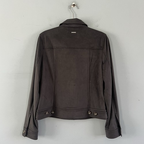 Tommy Bahama Salina Sands Trucker Jean Chaqueta Imitación Gamuza Gris Oscuro Nueva con Etiquetas $145 XS - Imagen 4 de 7