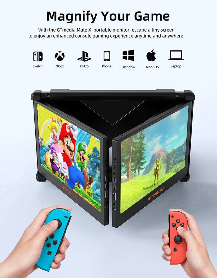 Dual Portable Triple Fold 1080P IPS FHD Monitor Screen Extender For Most Laptops - Image 4 of 4