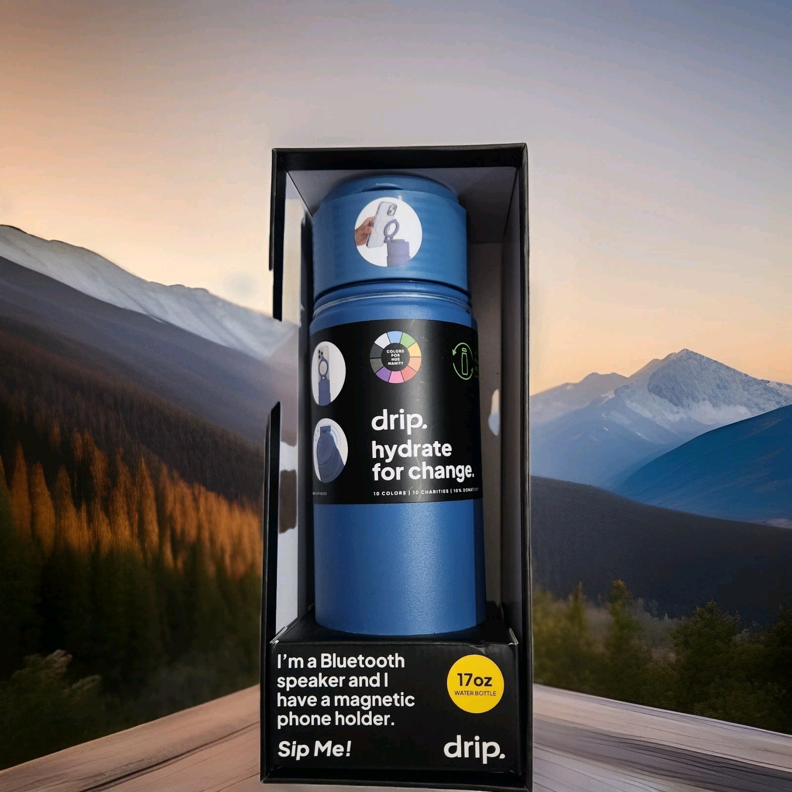 Stainless steel water bottle 17oz Built-In Bluetooth speaker magnet phone holder