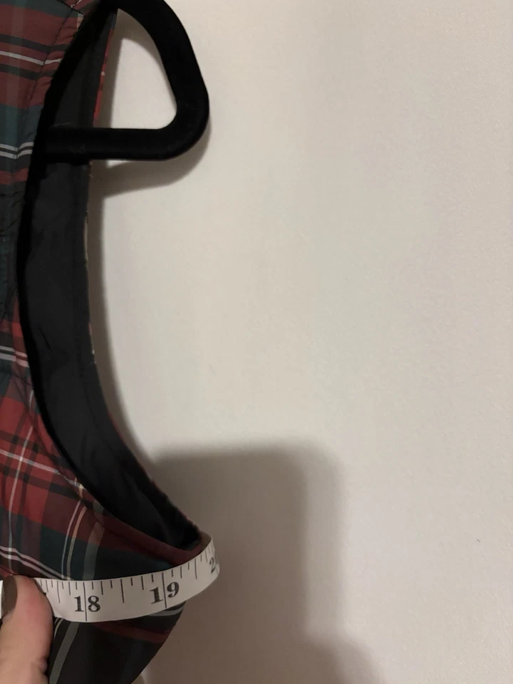 Chaleco acolchado Eddie Bauer pequeño para mujer plumón de ganso a cuadros cremallera completa cuello falso Foto 4 de 4