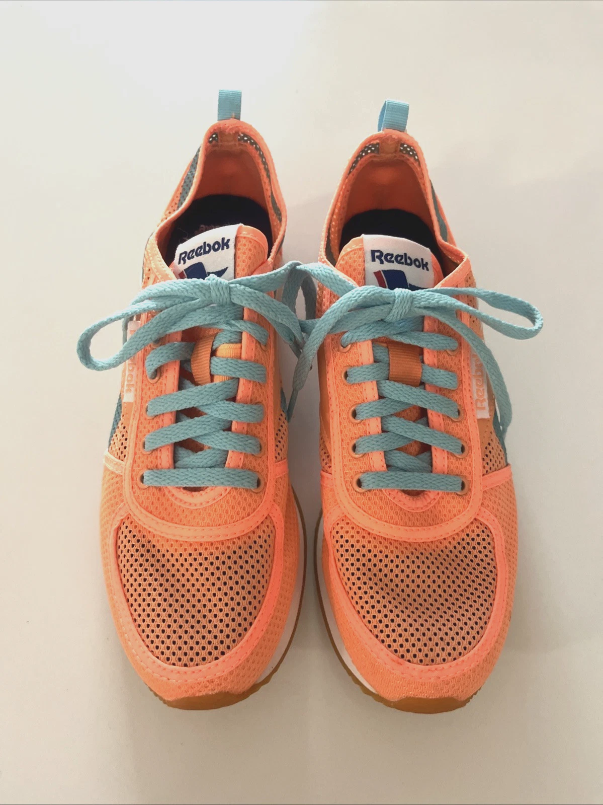REEBOK Royal Flag Ortholite Lightweight Sneakers Orange/Blue Comfort Size 7 EUC