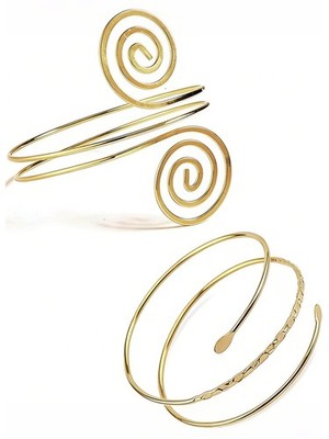 VALIJINA Gold arm cuff Swirl Upper Arm Bracelets Bangle free size, A