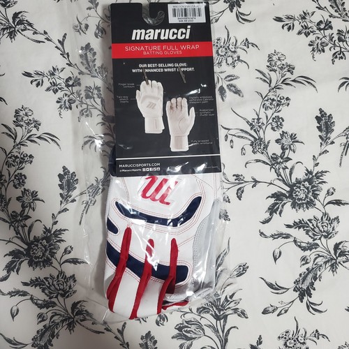 Marucci SIGNATURE FULL WRAP BB/SB Schlaghandschuhe weiß/rot/marine - Large - Bild 2 von 2