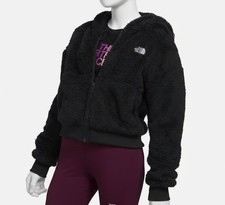 The North Face Kids Girls Black Suave Oso Hooded Fleece Coat Jacket Size L