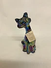 FENTON Glass Ally Cat Carnival Glass IRIDESCENT PAPER STICKER TAG Winking 11''