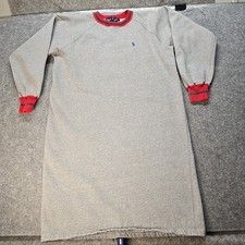 Ralph Lauren Sweatshirt Dress Medium Grey Red Small Pony