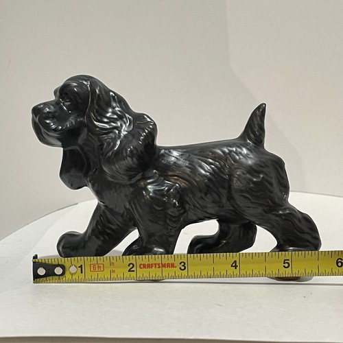 Vintage Ceramic Black Cocker Spaniel Figurine 4” Tall x 5.75” Long x 2.5” Wide - Picture 9 of 11