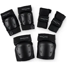 PROTEC STREET PADS PRO JUNIOR 3 PACK BLACK ELBOW KNEE WRIST PRO-TEC