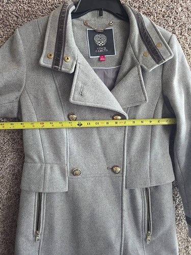 Vince Camuto Women Double Breasted Wing-collar Military Coat NWT Size M Grey - Picture 7 of 13