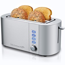 ECT4123X Long Slot 4 Slice Toaster, Extra Wide 1.5" and 5.1" Deep Slots, Bage...