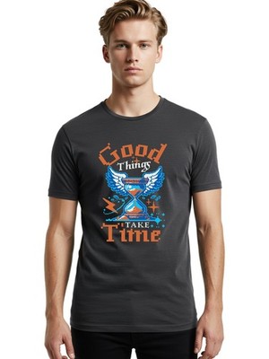 Good-Things-Take-Time(1) Mens Graphic Tee,100% Cotton,Casual Summer Wear