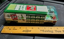 1960s 7UP SODA POP TIN FRICTION ADV'G. DELIVERY TRUCK W/ DRIVER TOY, JAPAN 9"