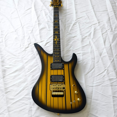 Schecter Synyster Gates Custom-S Electric Guitar - Black & Gold Gradient Stripes