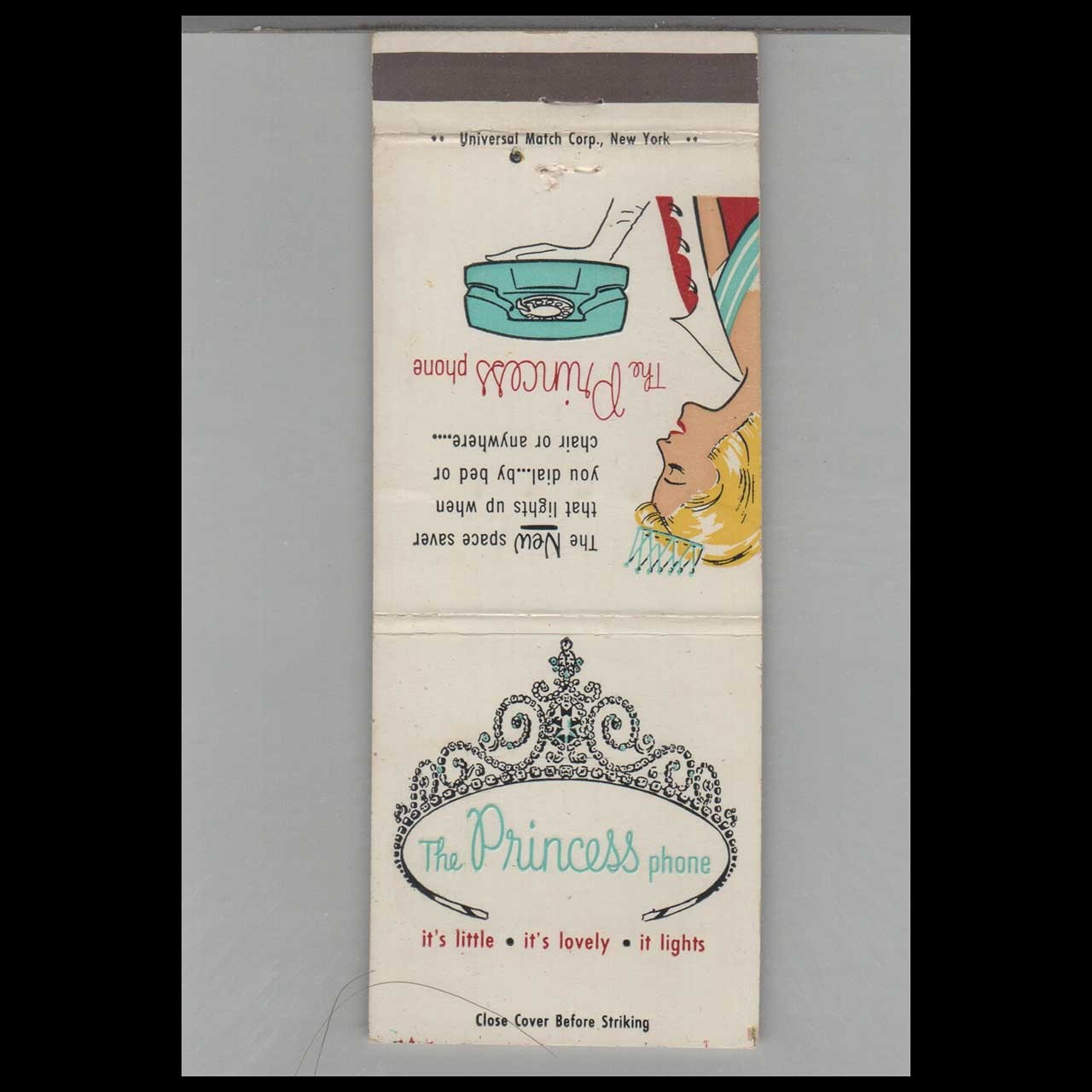 Matchbook Cover The Princess Phone It's Little - It's Lovely - It Lights