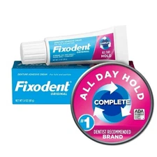3X Fixodent Denture Adhesive Cream Original 1.4oz All Day Hold Complete Seal New