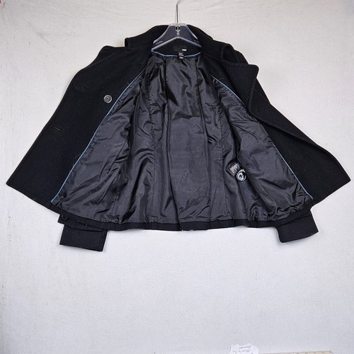 H&M Peacoat Women s Size 8 Black Double Breasted Mid Length 101255 - Picture 5 of 7