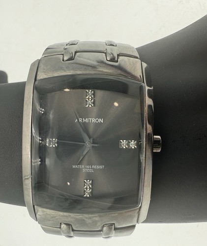 Vtg Armitron Men’s Tank Watch Black Dial Stainless Steel 20 4507DS Quartz - Picture 2 of 10