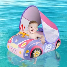 Baby Pool Float,Baby Swim Float,Baby Pool Float with UPF50+ Sun Protection Ca...