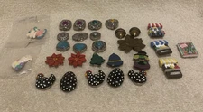 Lot Of 29 Pc Novelty Button Covers - Metal, Ceramic, Plastic & Wood - EUC