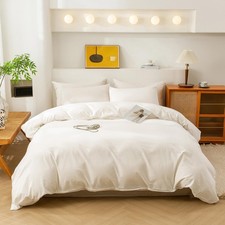 ECOCOTT White Duvet Cover Queen Size, 100 Washed Cotton 1 Duvet Cover with Z...
