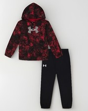 Under Armour Boys 2-Piece Hoodie  Pants Set Size 2T Red/Black  NWT 