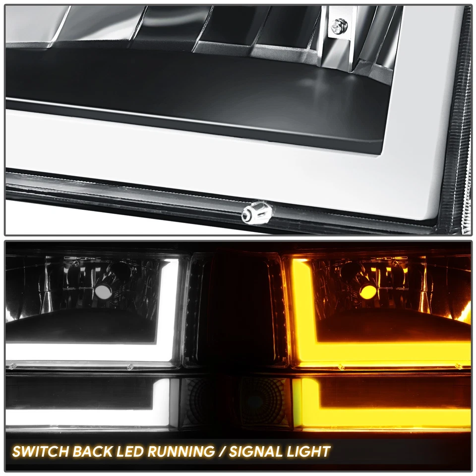 [Switchback L-LED DRL] Para 92-96 Ford F150-F350 Bronco Faros Negro/Claro Foto 4 de 4