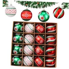 16 Pcs 3.1 Inch Christmas Ball Ornaments Set,Shatterproof Plastic 16pcs Balls