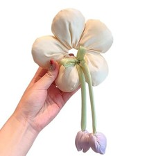 Large Satin Scrunchies,Cute Oversized Flower Hair Bands for Girls Tulip white